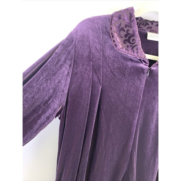 Adonna Robe Lounger Velvet Velour Purple Soft Half Zip Collared Long Women Small - Picture 4 of 15